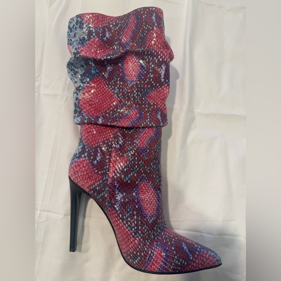 Marcell Von Berlin Pink Python Mid Calf Boots - Picture 6 of 9